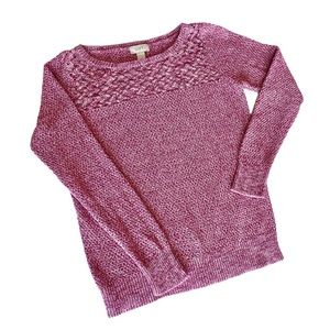 Loft Chunky Knit Weave Pullover Sweater in Pink Red Size XS EUC